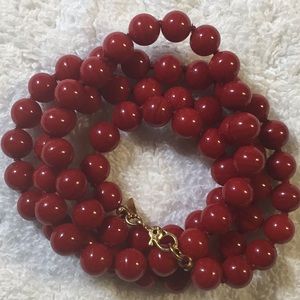 MONET Timeless Red glass bead w/gold tone necklace